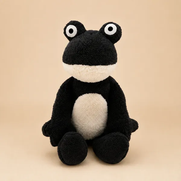 Black Sherpa Frog Plush Toy For Kids - Image 1