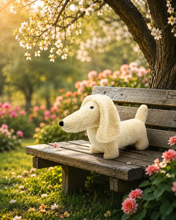 Cream Sherpa Dachshund Dog Plush Toy For Kids - Image 3